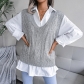 Hollow out fried dough twist V-neck knitted vest sweater B2027
