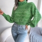 Mixed color lantern long sleeve high neck knitting sweater B2070