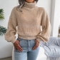 Mixed color lantern long sleeve high neck knitting sweater B2070