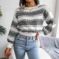 Fashion color contrast long sleeve knitted sweater B2091