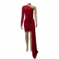 Knitted Dress Women's Party Skinny One Shoulder Sleeve Hip Wrap Dress YD198
