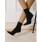 Women's thick heel Martin boots High heel women's shoes Crystal heel elastic medium tube thin boots PL0265