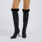 Slim Heel High Boots Large Barrel Waist Pointed Sleeve Lace Fashion Boots Large Boots PL0391