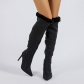 Slim Heel High Boots Large Barrel Waist Pointed Sleeve Lace Fashion Boots Large Boots PL0391