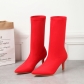 Fashion Pointy Suede Candy Color Leggings Solid Long Boots Thin Heels Multi Color PL0453
