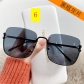 Large frame trendy sunglasses Fashion simple half frame metal flat mirror Retro square net red sunglasses MN3601