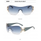 Frameless sunglasses Women's one-piece oversized windproof sunglasses Fashion point drill glasses MN912