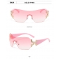 Frameless sunglasses Women's one-piece oversized windproof sunglasses Fashion point drill glasses MN912