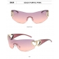 Fashion personality one-piece women's sunglasses vintage large frame modern runway sunglasses MN918