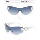 Fashion personality one-piece women's sunglasses vintage large frame modern runway sunglasses MN918