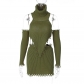 Solid color high neck knitting backless sweater+sexy tight bag hip skirt two-piece set S2A10636G