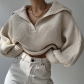 Casual Slouchy Lapel Loose Lantern Sleeve Short Sweater NWMJT30586