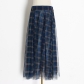 Fashionable High Waist Blue Plaid Mesh Skirt Multi layered Versatile A-line Skirt TSK24234P
