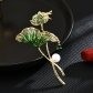 Exquisite pearl lotus leaf coat brooch pin H5-11