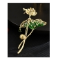 Exquisite pearl lotus leaf coat brooch pin H5-11
