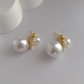 French minority design simple shell pearl earrings s925 silver needle a pair of high-class light luxury pearl earrings J201