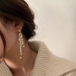 Fashion personality simple design freshwater pearl earrings tassels long asymmetric earrings female ear jewelry J82