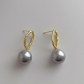 French minority design 14K metal diamond inlaid shell beads earrings women's 925 silver needle high-grade luxury ear jewelry K121
