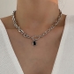 Titanium steel clavicle chain short women's simple and fadeless black diamond versatile cool wind necklace L-225
