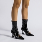 Slender Heel Pointed Metal Buckle Short Boots Large High Heel Sleeve Middle Sleeve Fashion Boots PL0397