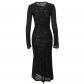 Fashion round neck long sleeve design style hip wrap dress Y22DS507