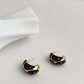 French glazed shell earrings with a sense of design Delicate 18K gold plated ear rings Versatile ear ornaments M230