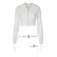 Fashionable cardigan zipper hooded slim short open navel long sleeve shirt T2910448A
