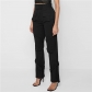 Women's fashionable high waist design sense of individuality slim casual straight trousers K22P21724