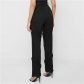 Women's fashionable high waist design sense of individuality slim casual straight trousers K22P21724