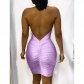 Women's sexy backless dress sequins tight skirt KM8076