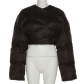 Women's fashion round neck thickened short cotton coat W22Y19528