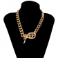 Heavy Chain Belt Buckle Collar Necklace Female Hip Hop Heavy Industry Metal Geometric Necklace C5469