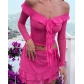 Sexy ruffle one neck top short skirt suit women's two-piece set SUM5347A