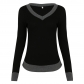 Sexy V-Neck Comfortable Long Sleeve Featured Color Contrast T-Shirt ZC2461