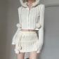 Casual basic simple fried dough twist texture short cardigan autumn and winter new wool splicing zipper hoodie HGMJC29825