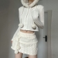 Casual basic simple fried dough twist texture short cardigan autumn and winter new wool splicing zipper hoodie HGMJC29825