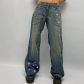 Big Pocket Star Print Small Popular Design Low rise Straight Jeans Street Spice Girl Slim Versatile Casual Pants HGWIP29370