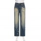 Big Pocket Star Print Small Popular Design Low rise Straight Jeans Street Spice Girl Slim Versatile Casual Pants HGWIP29370