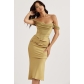 Sexy diced chiffon wrap hip bodice skirt fishtail dress SUM5170A