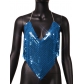 Women's nightclub backless sexy metal sequins heart-shaped open navel sling bra YX1621