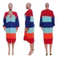 Women's casual color contrast cardigan hand knitted coat TS1235