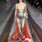 Fashion suspender backless 3D body print long dress K22D24261