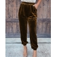 Gold velvet trousers straight trousers elastic waist casual pants JRM6147