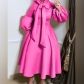 Lace up Dress Multicolor Optional Commuter Style Bubble Sleeve A-line Dress AM201217