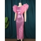 New Fantasy Sequins Round Neck Dress Birthday Party Sexy Celebrity Sleeveless One Step Dress AM220944