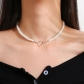 Hollow out Love Pendant Creative Simple French Retro Pearl Necklace Peach Heart Necklace Advanced Collar Chain HZS5654001