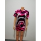 Shark Mouth Digital Print Short Sleeve Dress FF1013