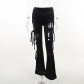 Slim slim hollow lace velvet casual pants design sense versatile pants XY22134
