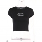 Slim fit chest revealing D embroidered solid color short open button top versatile T-shirt YY22459