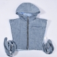 Denim cotton clip wash hooded sleeveless tooling short vest 9124TD